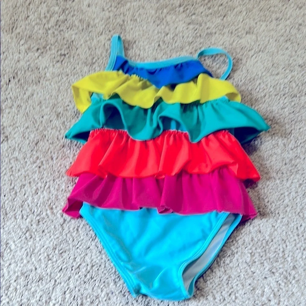Baby Boden Multi color One Piece Swimsuit Ruffles 2-3 yrs Beach Pool